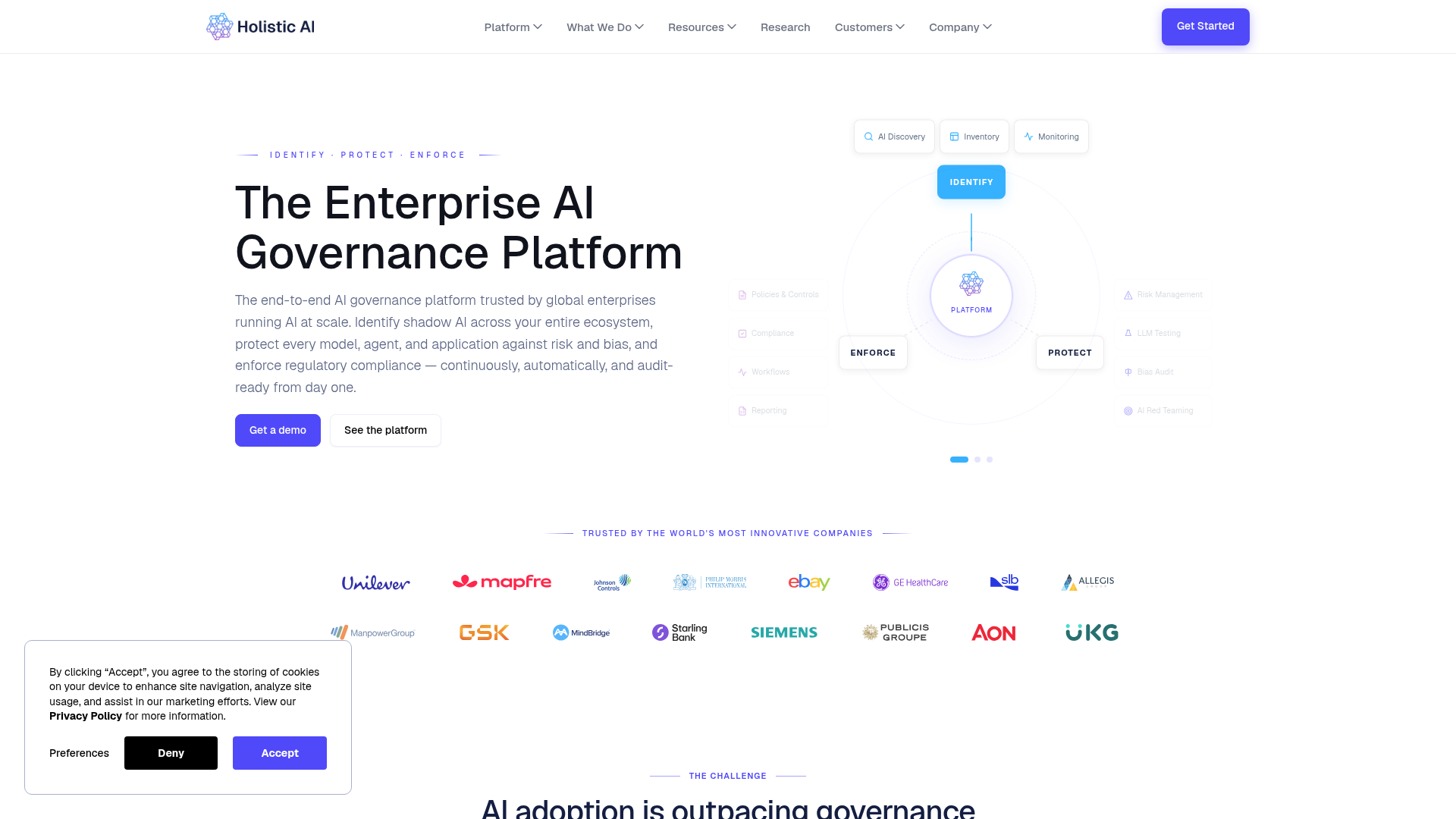 Holistic AI homepage, captured May 2026