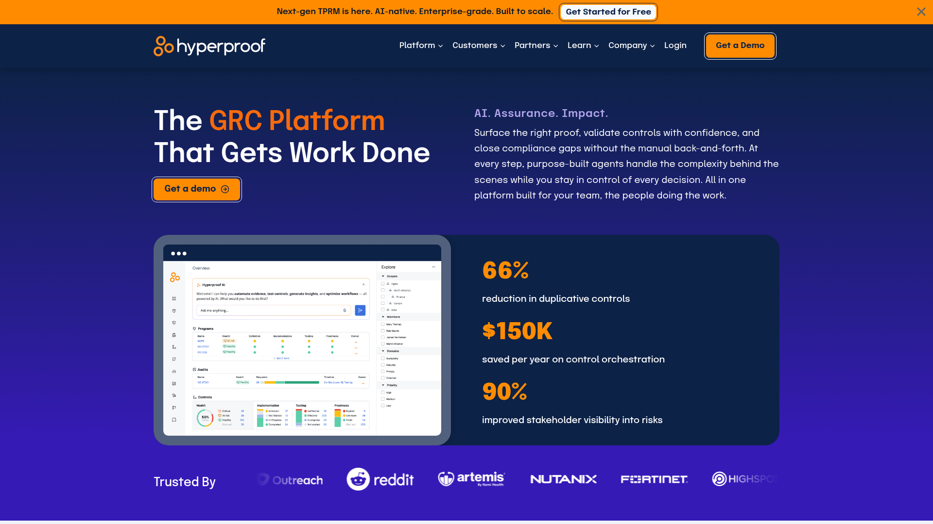 Hyperproof homepage, captured May 2026
